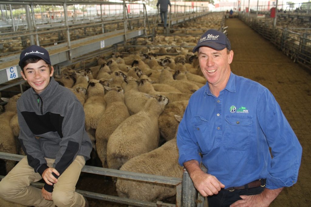 Father-son lamb-producing team Rick and Hugh Foster were happy with their lamb prices at Hamilton on Wwednesday.